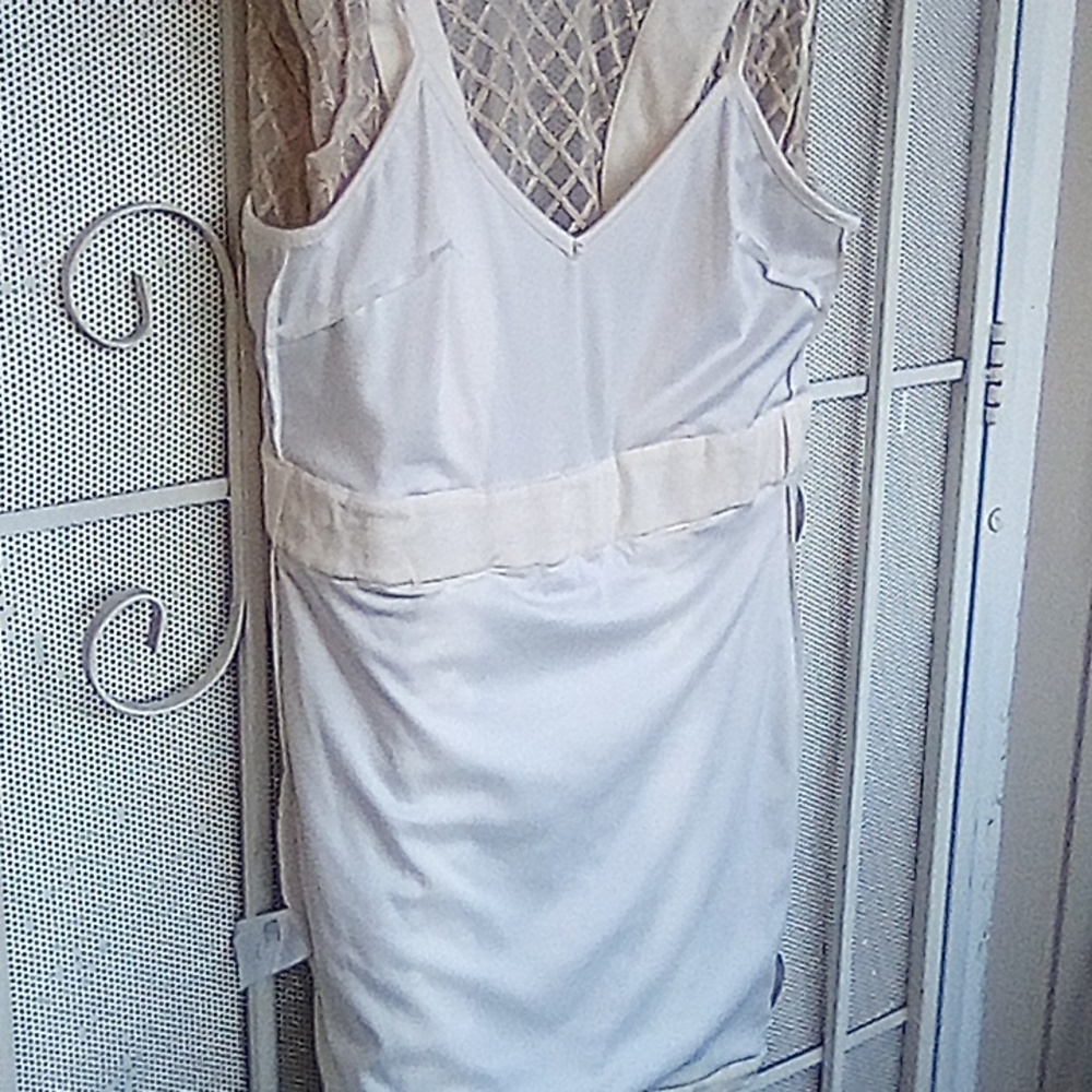 Bebe Fancy Party Cocktail Sheer Dress With Slip Lining . Size 10. - Picture 9 of 11